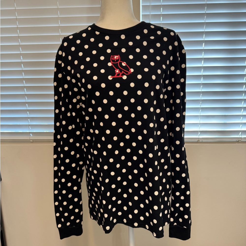 OVO Black and White Polka Dot Long Sleeve Shirt